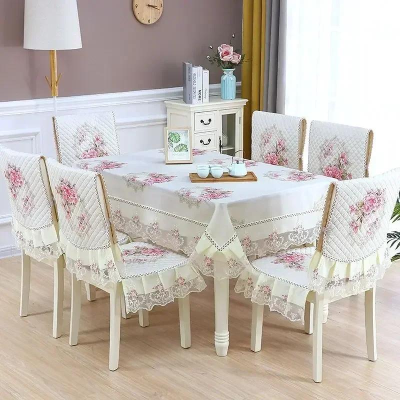 Легкий роскошный волнистый кружевной чехол на стул, утолщенная тканевая подушка для обеденного стола, европейский стиль, большой цветочный скатерть, чехол на стул