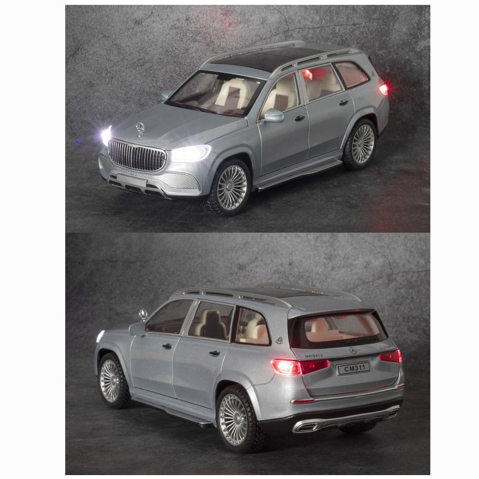 1:24-масштабная металлическая модель автомобиля GLS600, модели автомобилей из литого сплава, 6 дверей можно открыть с помощью звуковых и световых игрушек для детского орнамента