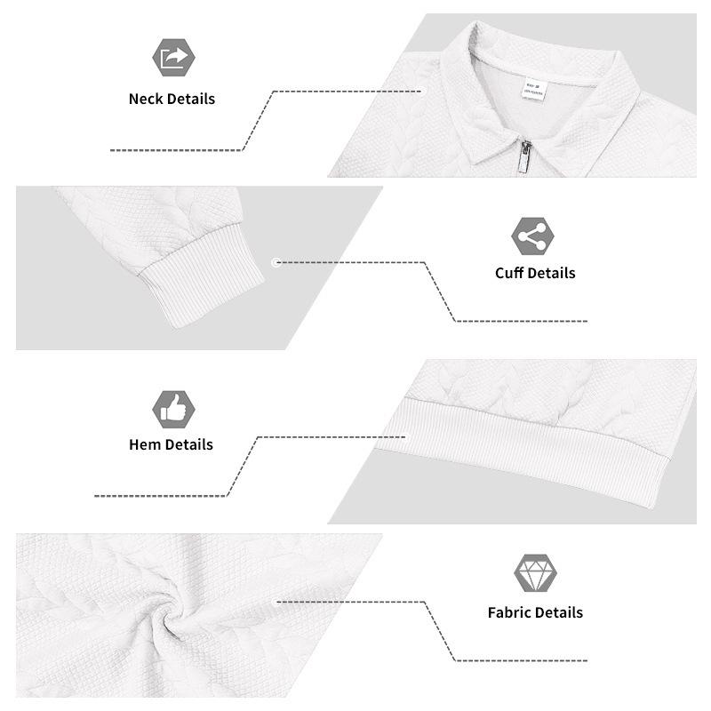 Мужская плотная текстурированная футболка-поло на молнии с воротником для весны/осени 2026