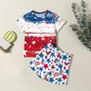 Мода для мальчиков девочек Повседневный комплект ко Дню независимости: футболка с круглым вырезом и короткими рукавами, шорты