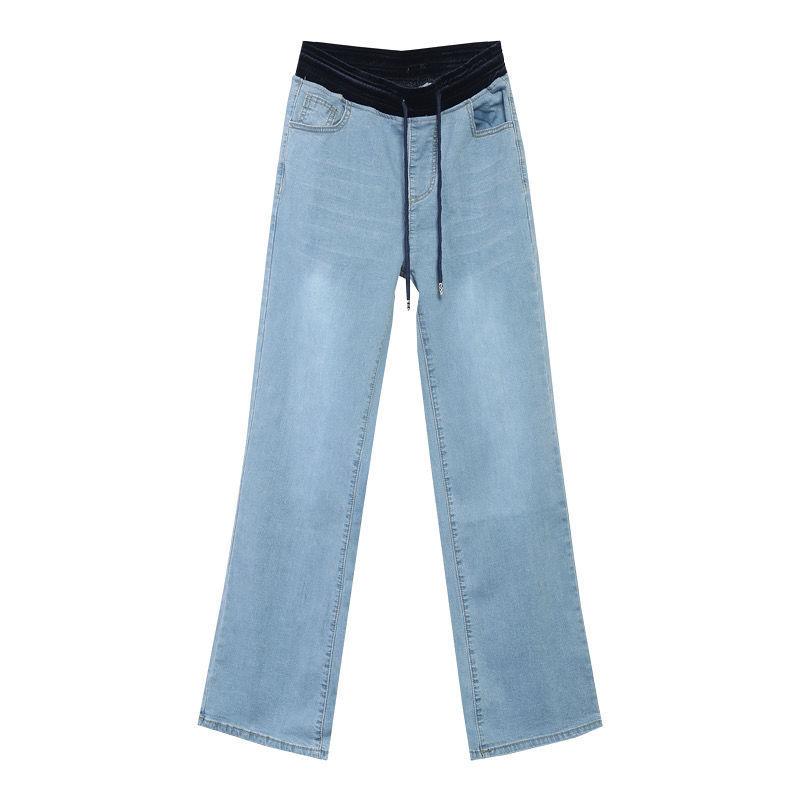 Повседневные широкие джинсы женские лоскутные с высокой талией винтажные мешковатые Vaqueros весенние джинсовые брюки прямые на шнуровке