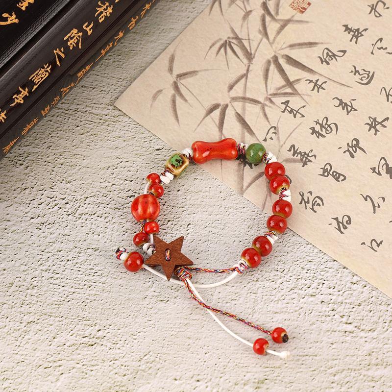 Милый мультяшный плетеный керамический браслет ручной работы для женщин и девочек, универсальный персонализированный керамический браслет с бусинами, регулируемый, подарки