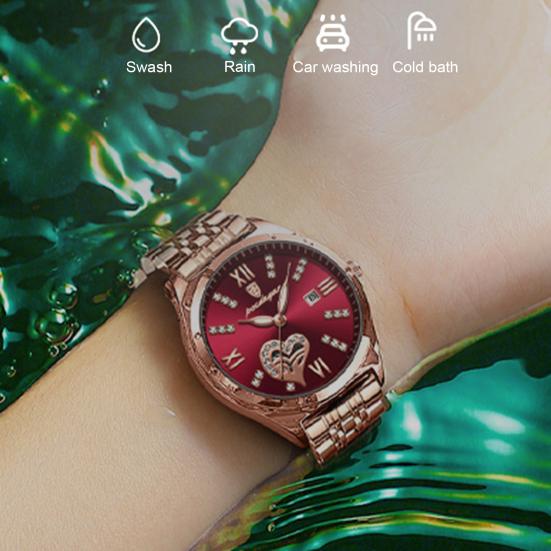 Женские часы, водостойкий светящийся ремешок из нержавеющей стали, круглый календарь со стразами, платье, наручные часы, модные ювелирные изделия, подарок