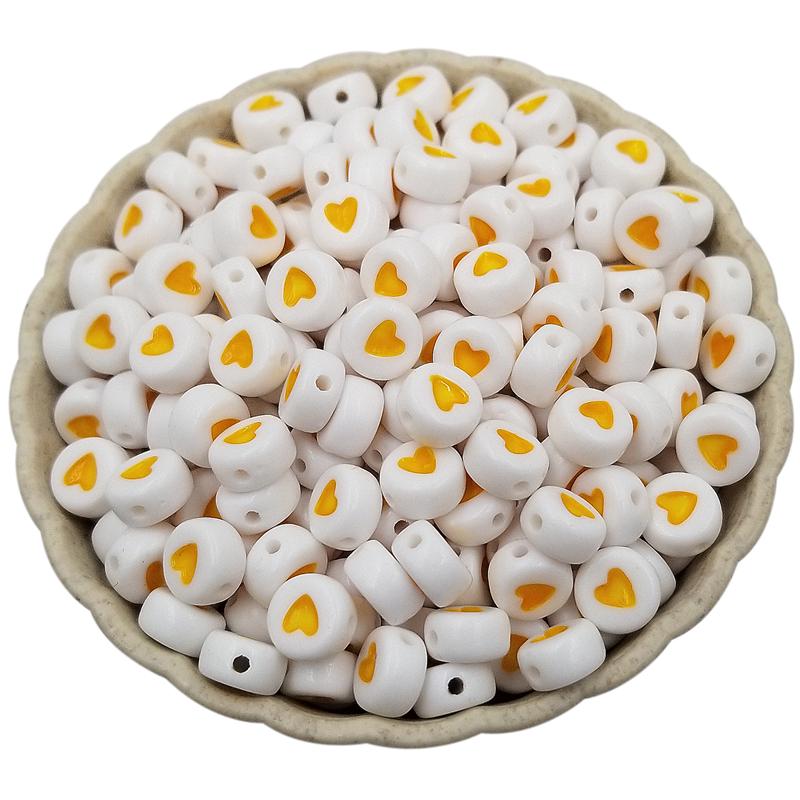 50 шт., 7 мм, белые бусины, разноцветные бусины в виде сердца любви, бусины для самостоятельного изготовления ювелирных изделий, принадлежности для рукоделия
