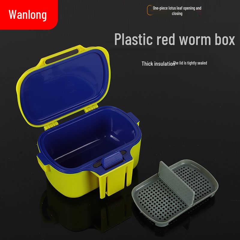 Insulated Breathable Double-Layer Red Worm Bait Box for Sea Fishing