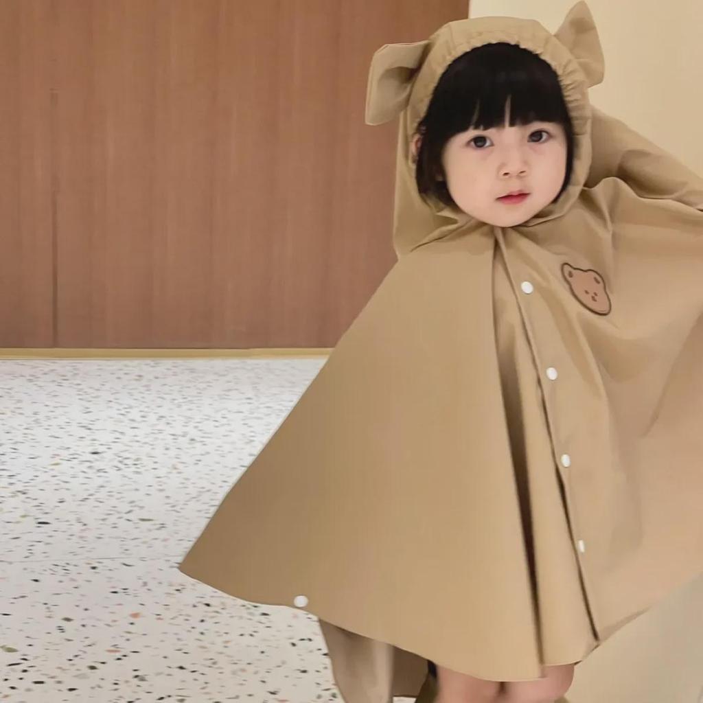 Детский плащ-накидка с капюшоном и рисунком медведя из мультфильма для детей детского сада и учащихся начальной школы