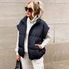 Однотонный жилет из хлопка на молнии, женская толстая теплая куртка с воротником-стойкой, пальто для поездок на работу, свободная повседневная верхняя одежда, новая мода на осень и зиму