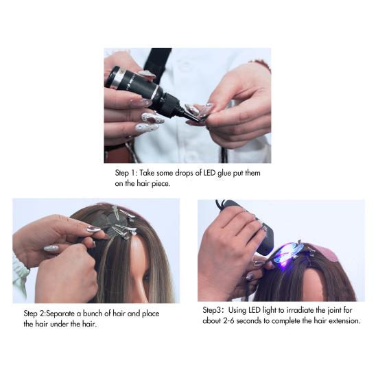 1 Set Hair Extension Tool Kit with 405nm LED UV Light Hair Extension Machine Professional Home Salon Barber Hair Extension Remover Tools