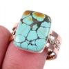 Natural Tibetan Turquoise Gemstone 925 Solid Silver Two Tone Ring Size 10US K4u92