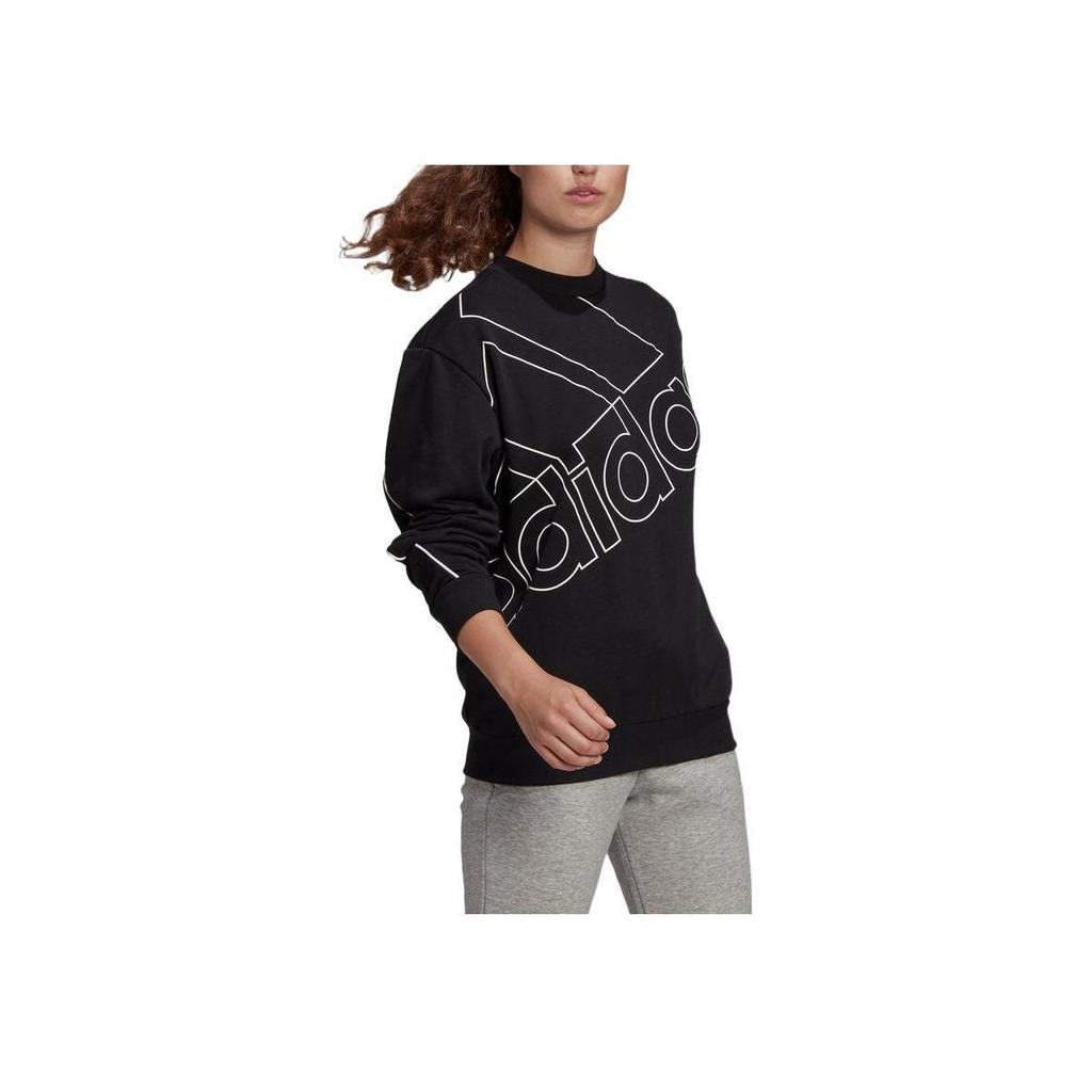 Adidas Повседневная толстовка с круглым вырезом и большим цветным логотипом, женская толстовка черного цвета GM5634