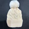 Unisex Winter Beanie Knitted Thick Folded Brim Solid Color Stretchy Pom-Pom Hat Ear Protection Piled Hat Windproof Cold Weather Warm Headgear