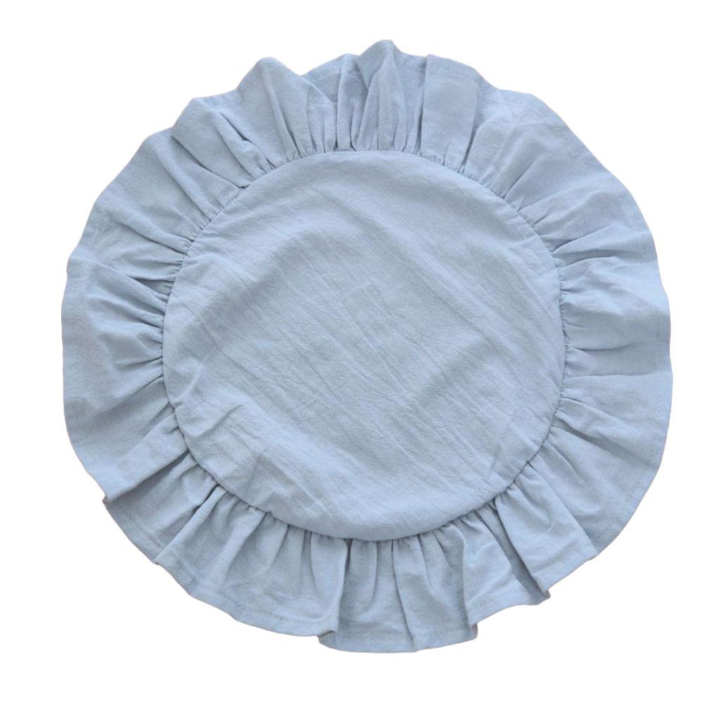 Simple Solid Color Ruffled Placemats Round Cotton Cloth Napkins Afternoon Tea Placemat for Wedding Decoration Table Decor