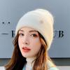 Сплошной цвет из кроличьего меха, женские зимние пушистые осенние шапки с буквенным принтом, лучше всего сочетающиеся с теплым мягким чепчиком, подарочная шапка