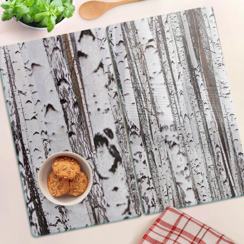 Kitchen Multifunctional Decorative Glass Boards Birch 2x30x52 cm