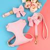 6 Color Dog Collar Harness and Leash 3pcs/Set Cute Bowknot Dogs Buckle Collars Pet Vest Harness Lead Leash Small Medium Dogs