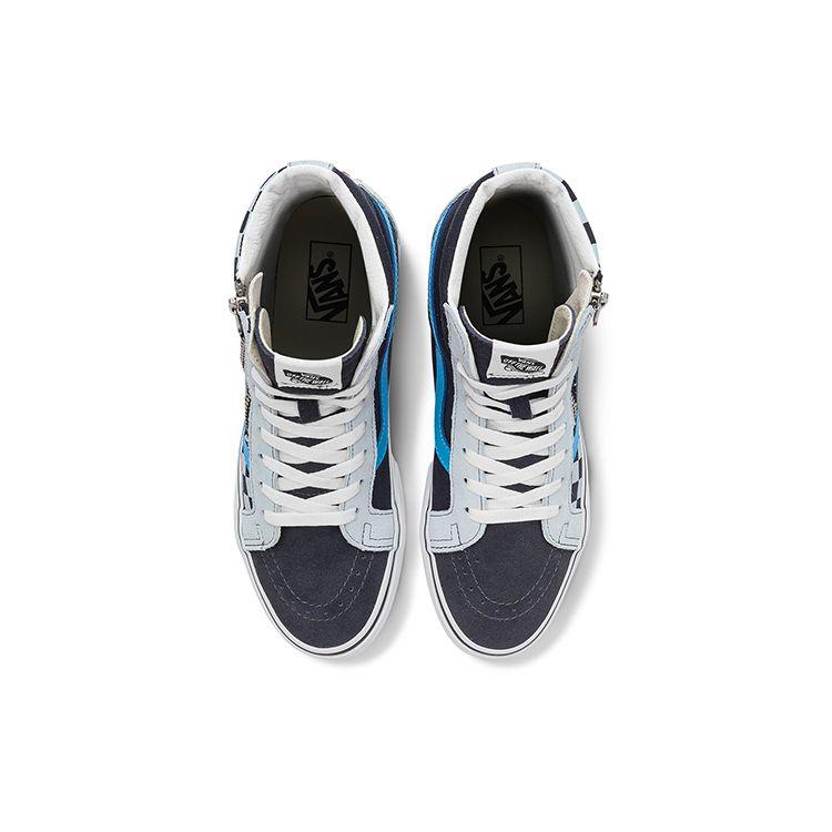 Vans Sk8 Переиздание Боковая молния Модные Клетчатые Высокие Кеды для Скейтборда Унисекс Кроссовки Черно-белые VN0007NZ9KM