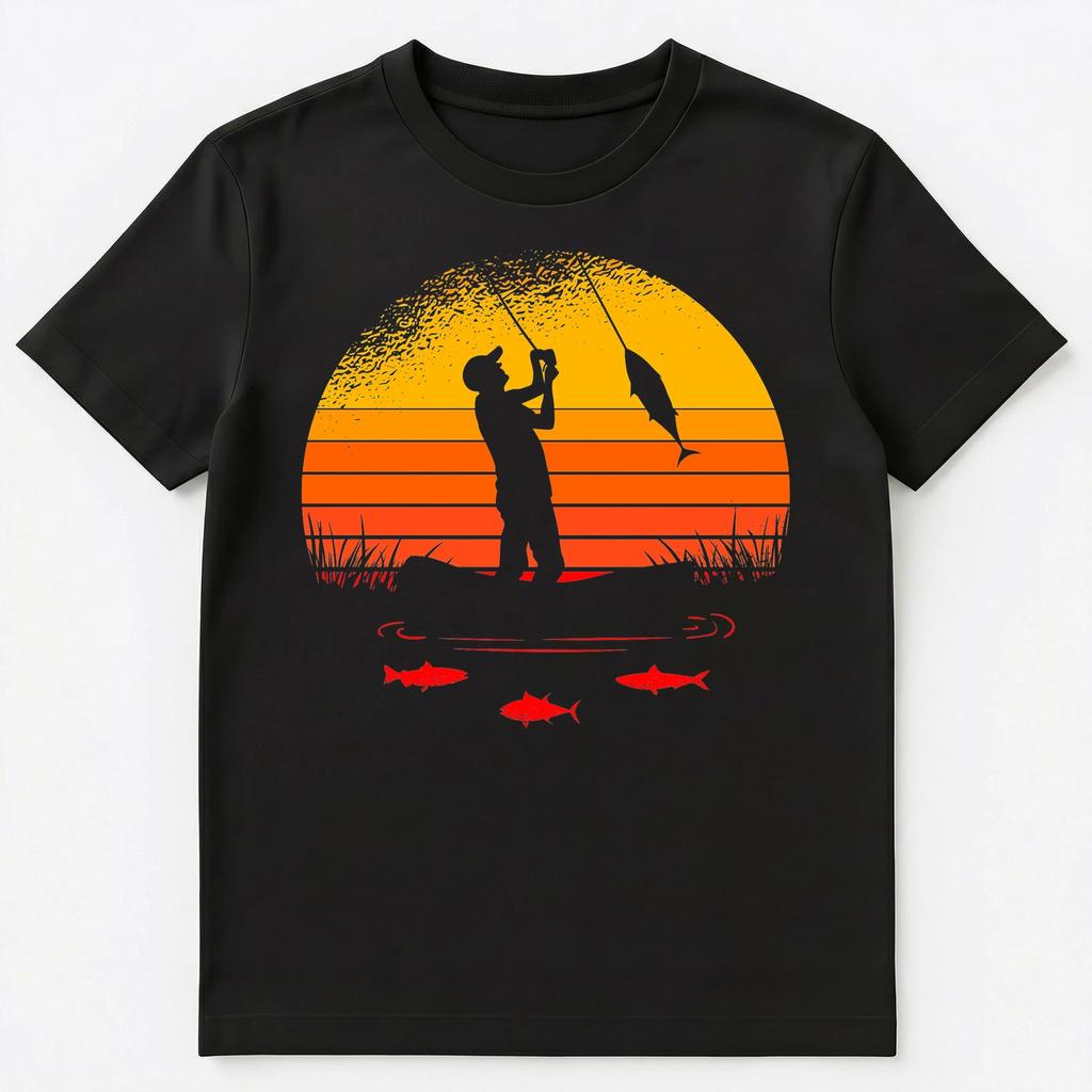 Graphic Sunset Fishing Silhouette Unisex T-Shirt