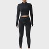 Women's Seamless Fitness Yoga Set: Zipper Long-Sleeve Top & Drawstring Hip-Lifting Trousers
