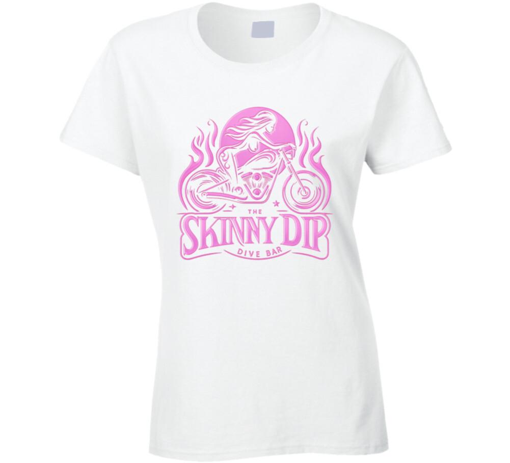 The Skinny Dip Dive Bar Pink Hoodie Food Drinks Ladies T Shirt