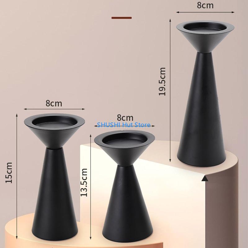 Retro Black Iron Candlestick Candlelight Holder Stand Vintage Candelabra D57B