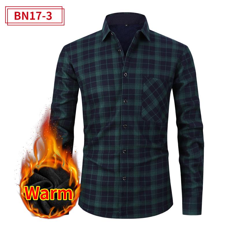 Мужская европейская и американская рубашка Plus Velvet Thick warm с длинным рукавом: Осень зима