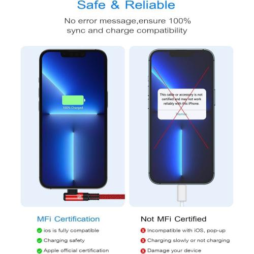 iPhone Charging Cable L Shape [3M/Set of 2] MFi Certified 2.4A Fast Charging iPhone Charger Cable Ultra Durable iPhone14/Plus/pro/Pro Max 13 12 11 Pro