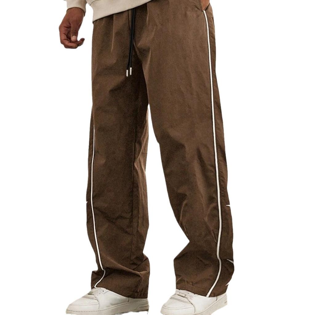 Модные мужские свободные прямые брюки 2025 года, весна-лето, уличная мода, брюки на шнурке, мужские брюки с вышивкой в стиле хип-хоп со звездами