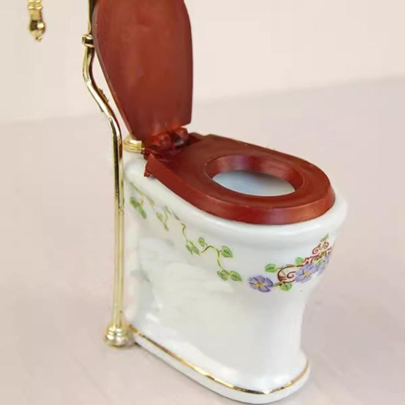 Реалистичный керамический мини-унитаз, масштаб 1/12, мебель для кукольных домиков, идеально подходит для декора крошечных домов и модельных витрин
