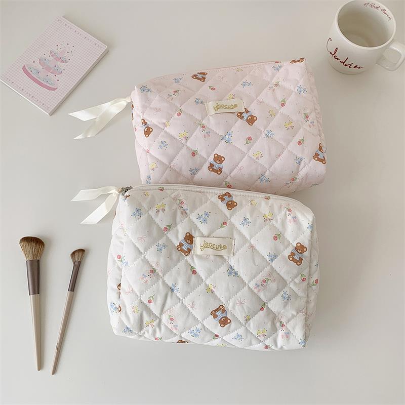Милая косметичка с принтом медведя, большая вместимость, портативная дорожная сумка для туалетных принадлежностей, сумка для хранения, студенческий пенал, девчачьи подарки