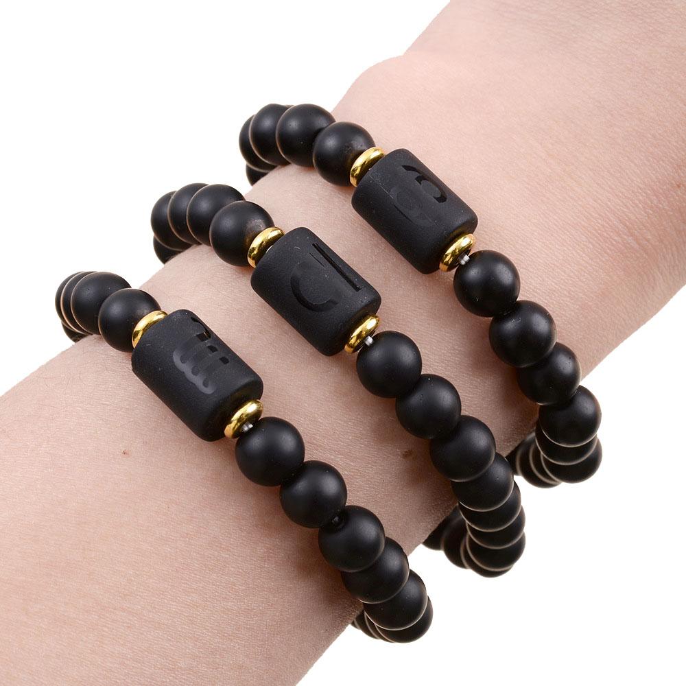 New Agate Hombre Jewellery Masculina Natural Bracelet Stone 12 Constellation Beads Couple Unisex