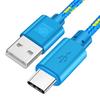 1М/2М Быстрый плетеный кабель Type-C USB для зарядки и передачи данных, многоцветный