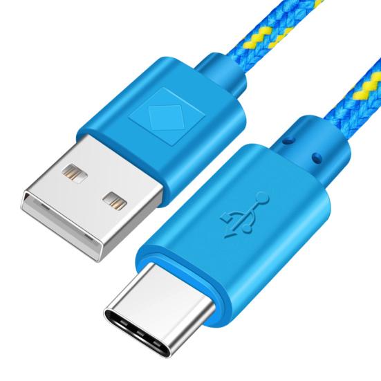 1М/2М Быстрый плетеный кабель Type-C USB для зарядки и передачи данных, многоцветный