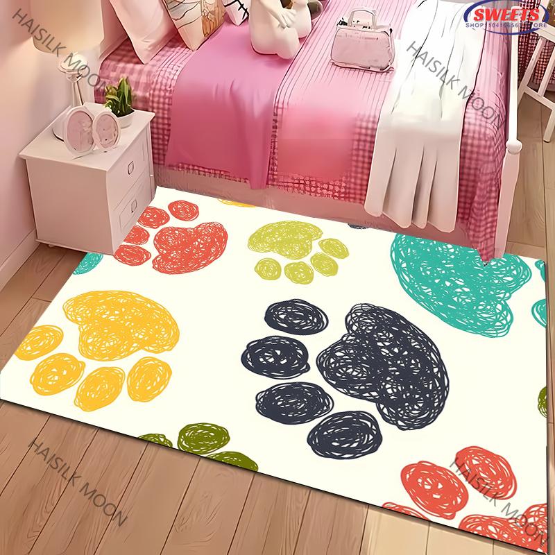 1PC Funny Cat Paw Printed Carpet Rug for Living Room Bedroom Entrance Door Decor Mat, Kids' Play Non-slip Mats Next Day Shipping