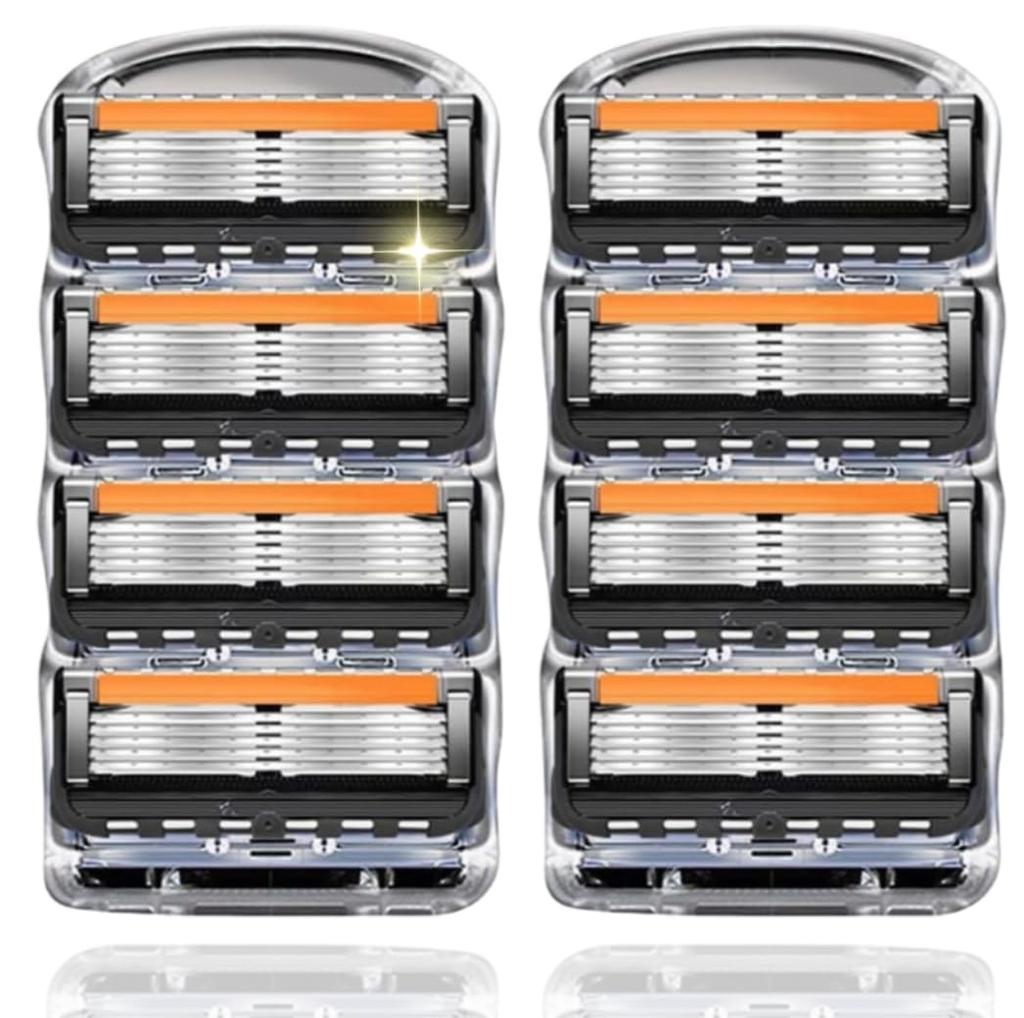 Gillette Compatible Replacement Manual Razor Blades Fusion/ProGlide Blades, 5-Blade (Black, 8-Pack)