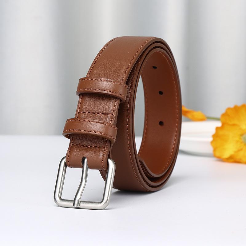 Simple And Versatile Fashion Light Luxury Belt Women'S Leather Pin Buckle First Layer Cowhide High-End Casual Pants Belt Women'S
