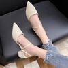 Fashion Women Mules Shoes 2024 Summer New Pointed Toe Chunky Heels Ladies Slippers Fashion Plus Size Dress Party Mid Heel Shoes Women