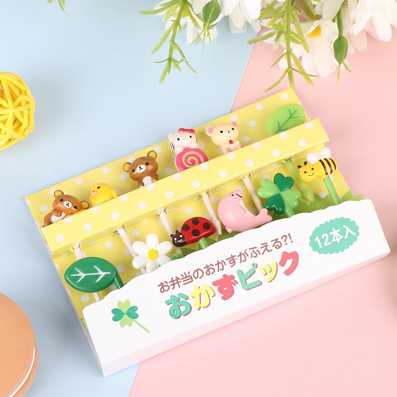 12 шт., зубочистка для выбора фруктов, украшение для вечеринки, животное, мультяшная еда, фруктовые вилки