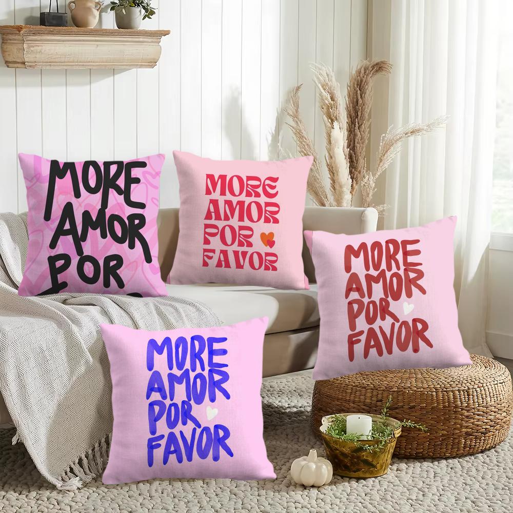 Colorful Maximalist More Amor Cushion Cover Short Plush DoubleSided Printing Home Machine Washable in Warm Winter Pillow Cover