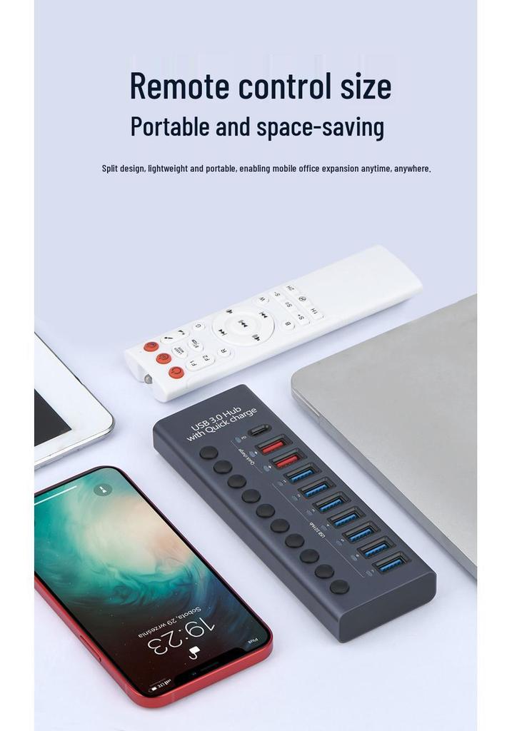 10-портовый USB 3.0 концентратор с независимыми переключателями и док-станция с высоким током