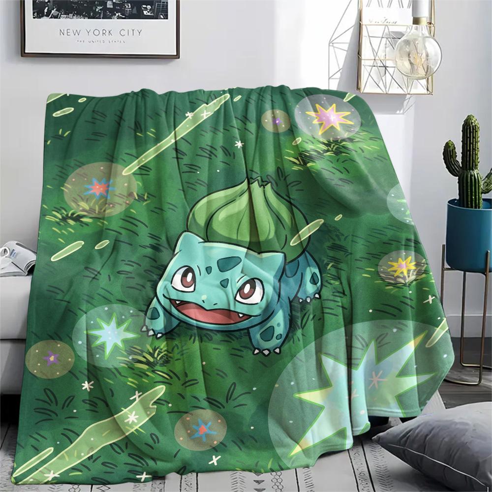 Bulbasaur Print Flannel Blanket, Ultra Soft High Quality All Seasons Warm Throw, Home Decor Cozy Blanket, Perfect Christmas Gift