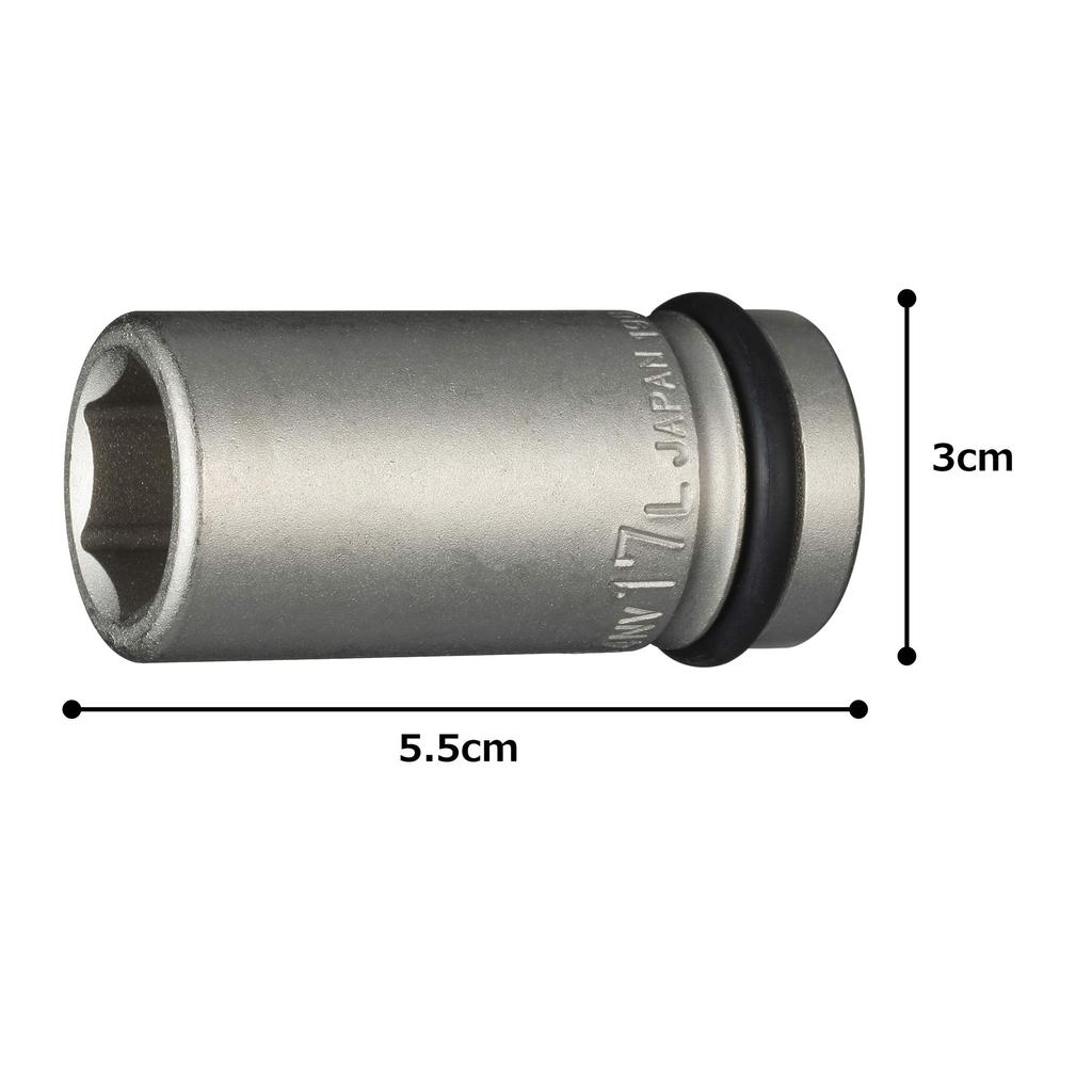 Ударная длинная головка TONE Угол привода Ширина под ключ 17 мм HP4NV-17L 12,7 мм (1/2")