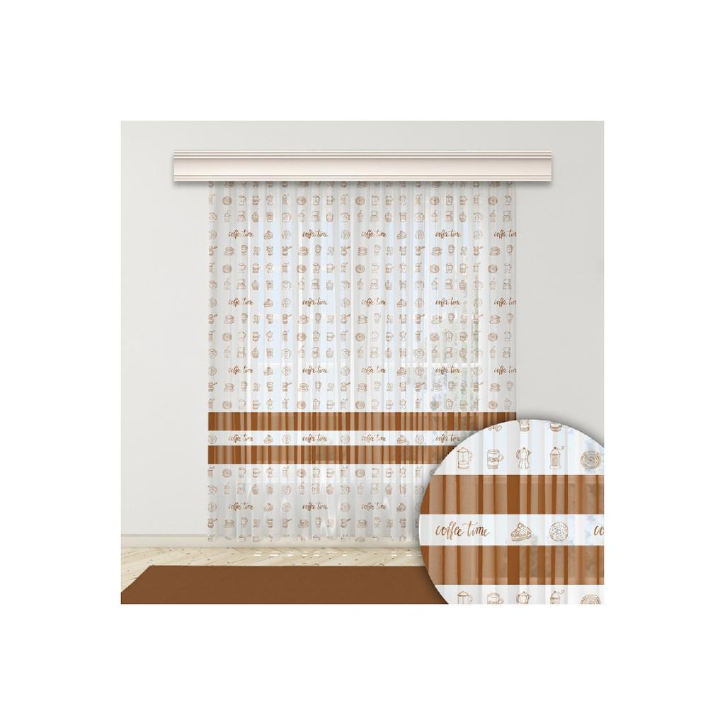 Кофейная чашка Узорчатая кухонная занавеска Текстильная печатная занавеска из тюля