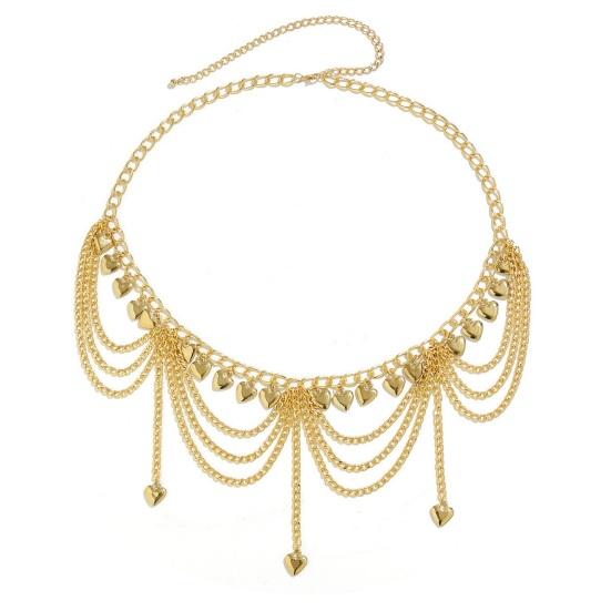 Metallic Color Pattern Waist Chain Heart Solid Electroplated Waist Belt Nightclubs