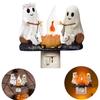Ghost Campfire Flickering Nightlight, 2024 Ghost Walking Dog Campfire Flicker Flame Halloween Nightlight, LED Halloween Nightlight
