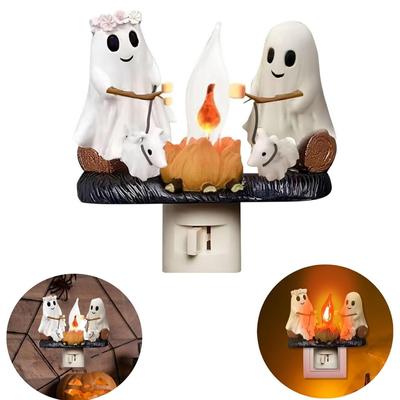 Ночной светильник с мерцающим пламенем для костра Ghost, 2024 Ночной светильник с мерцающим пламенем для костра Ghost Walking Dog на Хэллоуин, светодиодный ночник на Хэллоуин