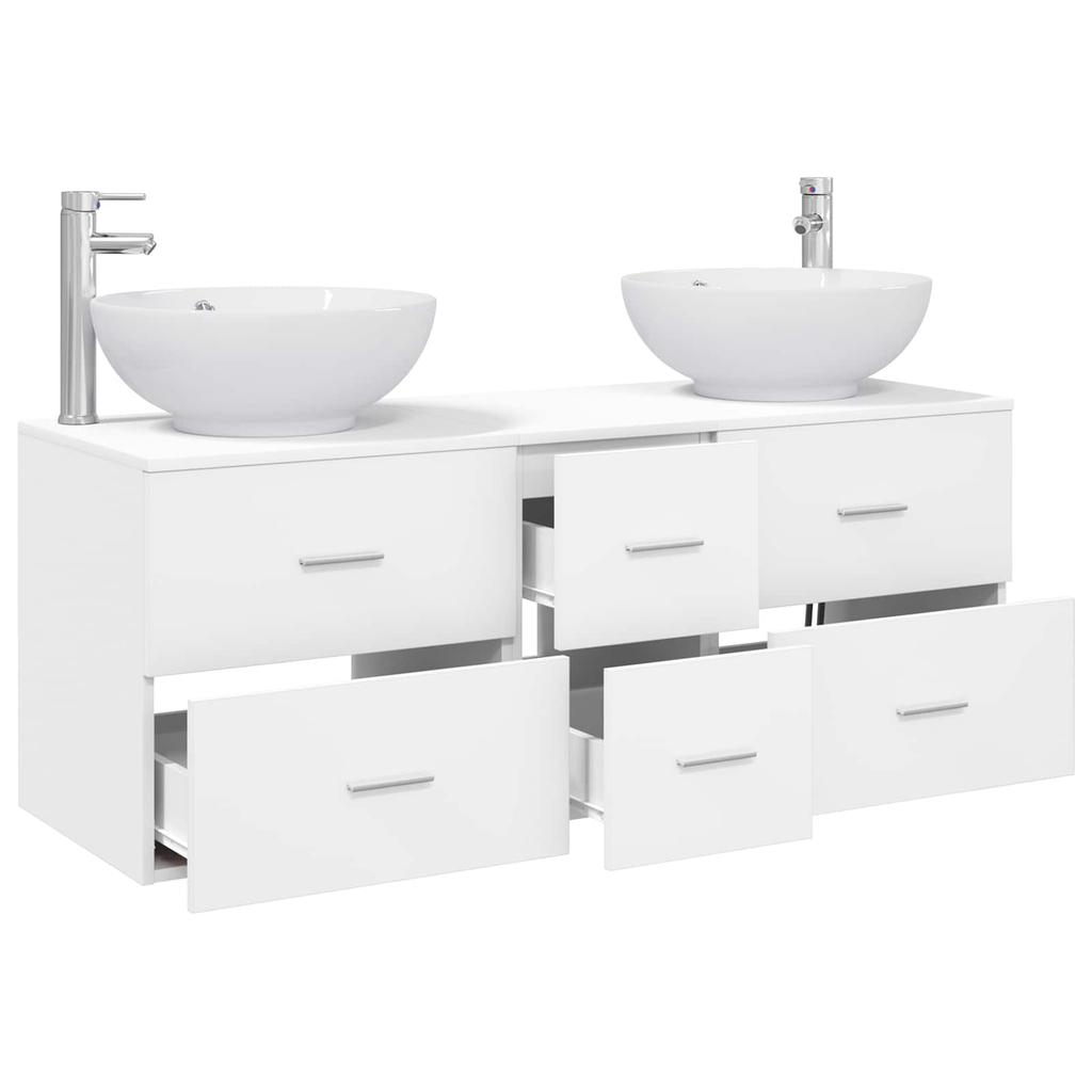 Bathroom Furniture Set 3 pcs White 129 x 44.5 x 80 cm