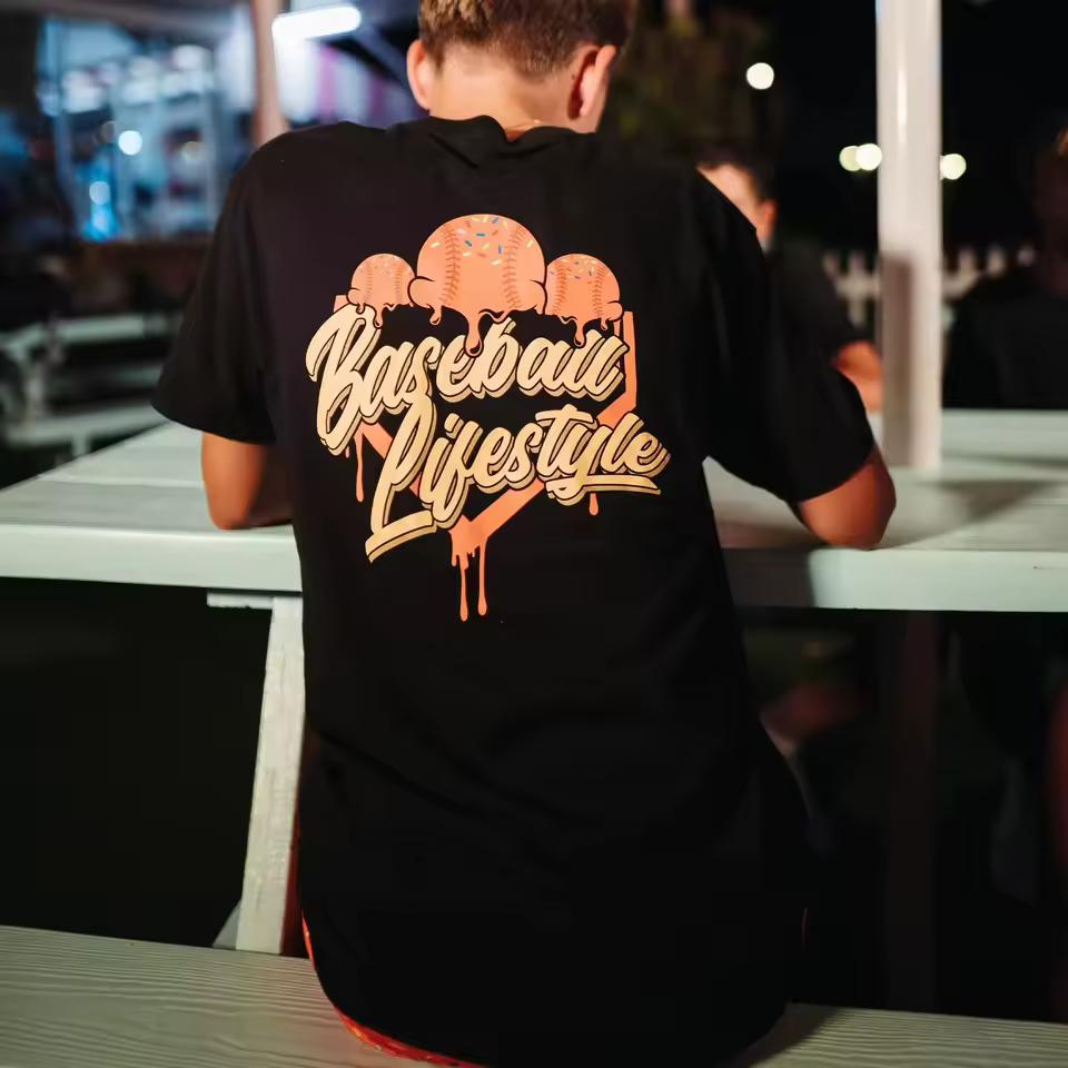 Baseball Lifestyle Dripping Baseball Match Graphic T-shirt Grunge Print Soft Cotton Short Sleeve Unisex Casual Daily Tee
