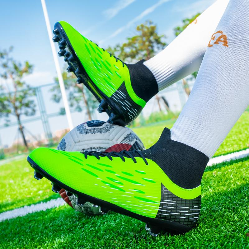 Football Shoes 34-45 Men's High-top Football Shoes Large Size Children's Artificial Lawn   Long Nail Green Football Boots Training Black Sneakers
