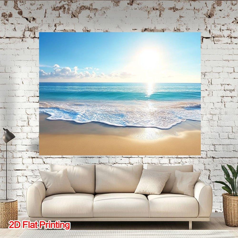 1 piece 2D flat-printed sunset beach scene photography background | Polyester fabric, suitable for home and garden use