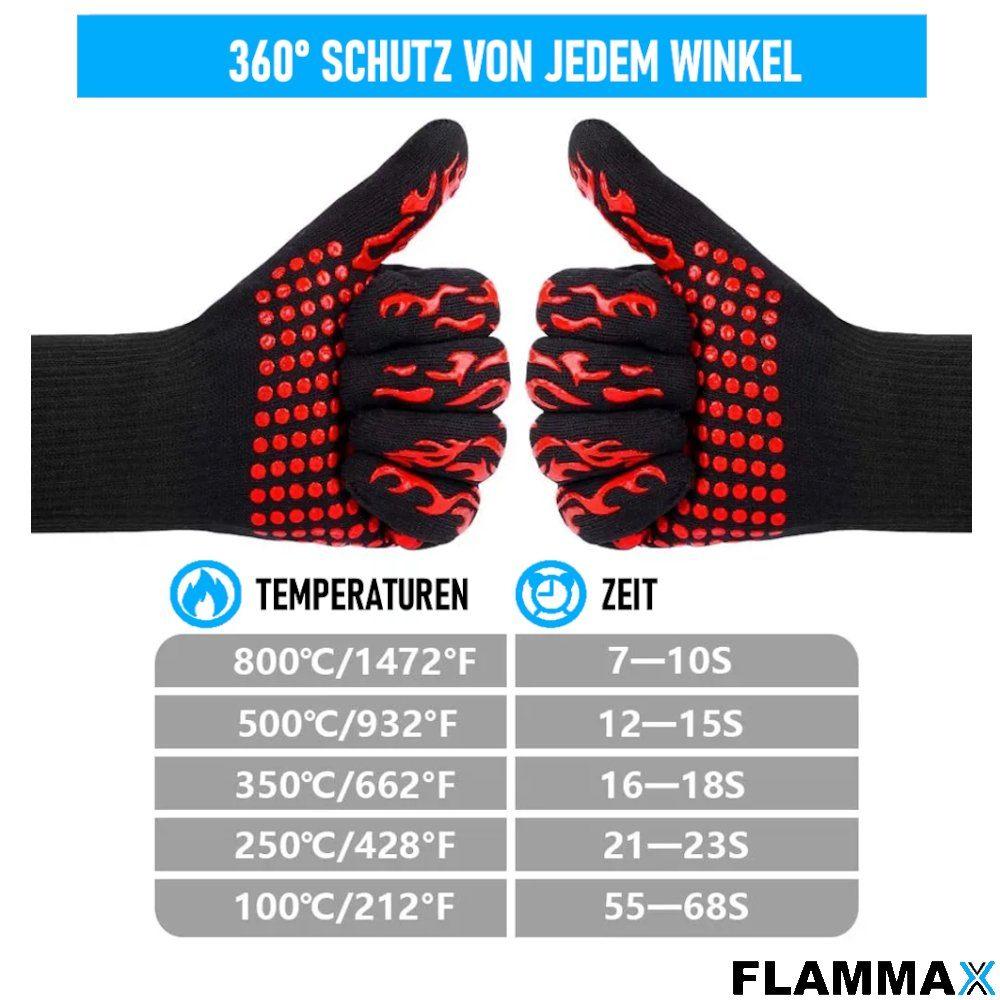 FLAMMAX Grill Gloves, Oven Gloves, BBQ Heat-resistant, 1 Pair